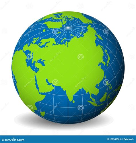 Enterre O Globo Com Mapa Do Mundo Verde E Os Mares E Os Oceanos Azuis
