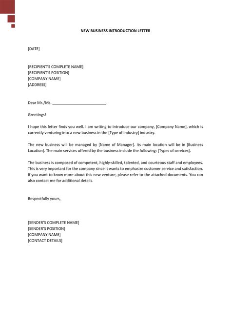 Business Introduction Letter Template