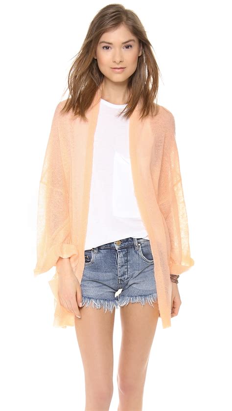 Wildfox Nude Beach Bound Loose Knit Cardigan In Pink Lyst
