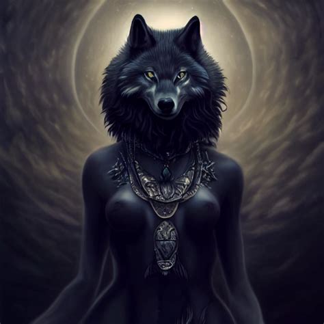 Wolf Goddess Dark Fantasy Midjourney