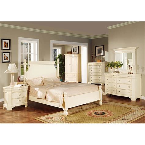 Transitional White Finish 4 Piece King Size Bedroom Set Free Shipping