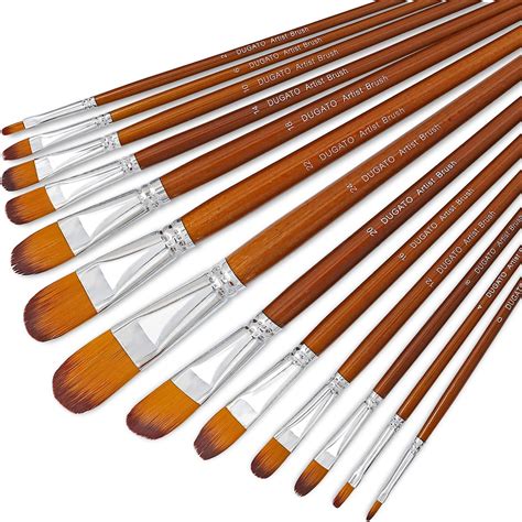 Dugato Artist Filbert Paint Brushes Set 13pcs Soft Anti Shedding Nylon