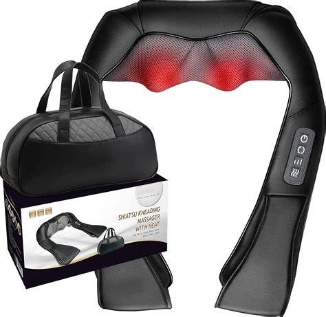 Five S Fs8801 Blk Shiatsu Neck And Back Massager With Heat Deep Kneading Massage For