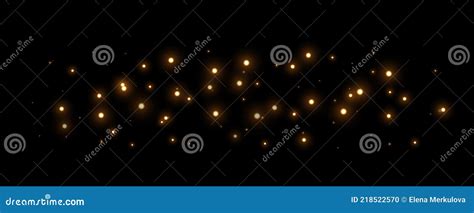Gold Glittering Dots Sparkles Particles And Stars Abstract Light