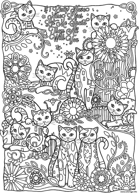 Coloriage Adulte Animaux Plein Chats