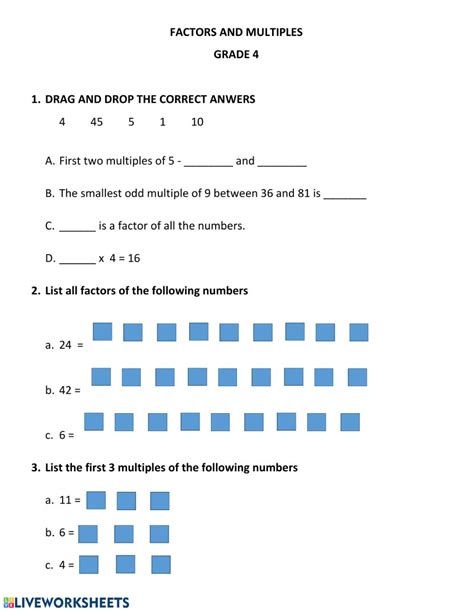 Factors And Multiples Worksheet With Answers