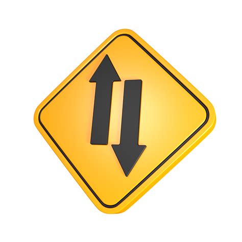 A Yellow Traffic Sign With Two Arrows Pointing In Opposite Directions