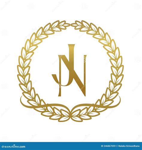 Logotipo De Letra Jn Con Corona De Laurel Dorado Ilustraci N Del
