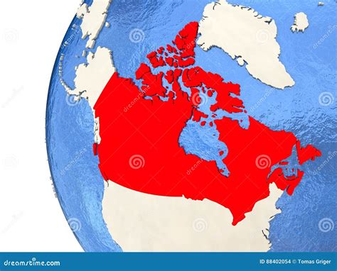Canada On 3d Globe Stock Illustration Illustration Of Region 88402054