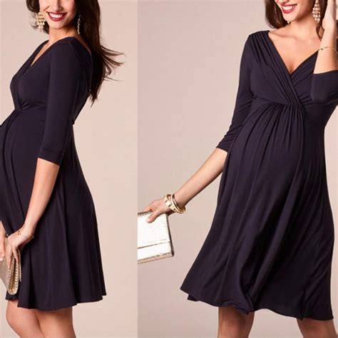 Maternity 3 4 Sleeve V Neck Comfy Dress Comfy Dresses Dresses Cold