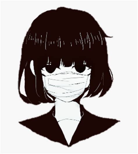 Anime Girl With Mouth Mask Png Download Black And White Anime Girl
