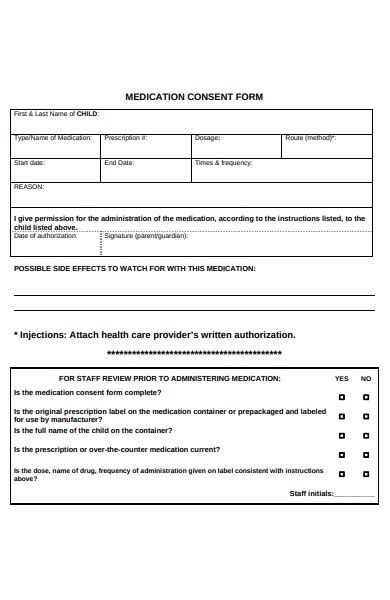 Medication Consent Form Template Fill Online Printable Fillable