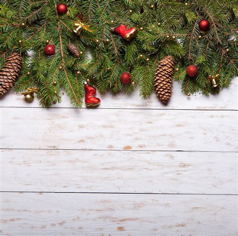 Christmas Background On The White Wooden Desk High Quality Holiday