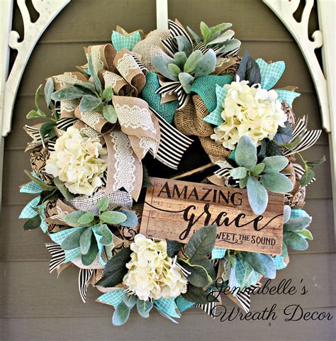 Burlap Wreath Amazing Grace Wreath Housewarming T Etsy