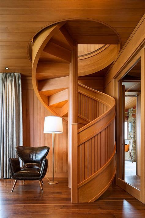 Trendy Spiral Wooden Staircase Modern Home Decor