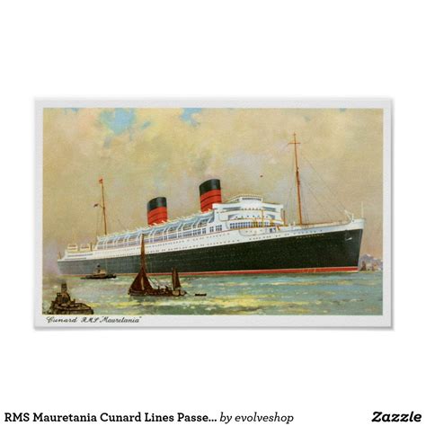 Rms Mauretania Cunard Lines Passenger Ship Poster Ship Posters Ship