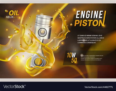 Engine Piston Car Motor Oil Splash 3d Liquid Vector Image