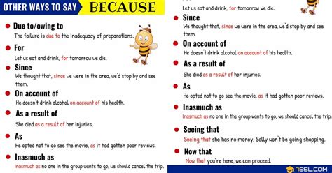 30 Synonyms For Because With Examples Another Word For Because 7esl