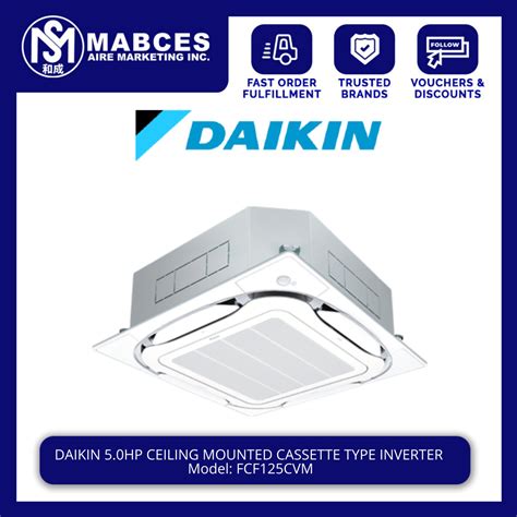 Daikin 5HP Ceiling Cassette With Standard Decorative Panel White