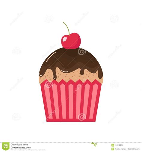 Maybe you would like to learn more about one of these? Karikaturschokoladenkleiner Kuchen Mit Kirsche Auf Die ...