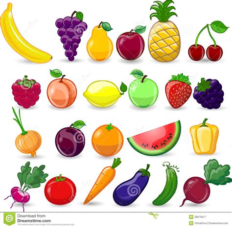 Learn vegetables fruit name with cartoon characters for kids. Cartoon Vegetables And Fruits,vector Royalty Free Stock ...