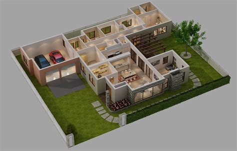 3d Cutaway House Full Furnitures Cgtrader