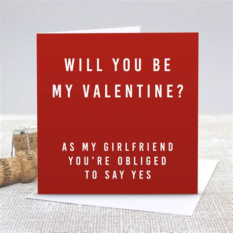 Girlfriend Be My Valentine Red Valentines Day Card By Slice Of Pie Designs