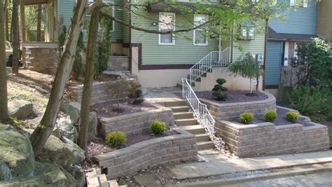 This low retaining wall adds more interest to this yard with a slightly sloped backyard. Retaining Walls for Sloped Backyards | Retaining walls ...