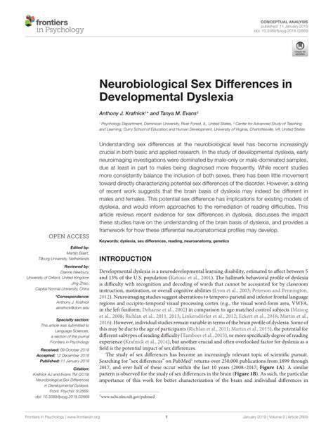 Pdf Neurobiological Sex Differences In Developmental Dyslexia