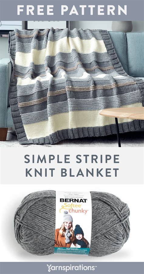 Bernat Simple Stripe Knit Blanket Yarnspirations Bernat Softee
