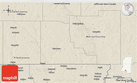 Shaded Relief 3d Map Of Walthall County