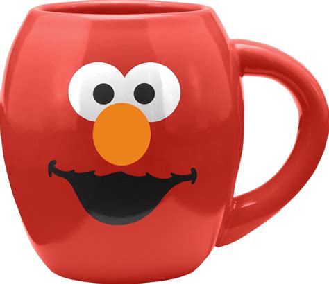 Elmo Sesame Street Face 18 Oz Oval Ceramic Coffee Mug Red Smile Laugh