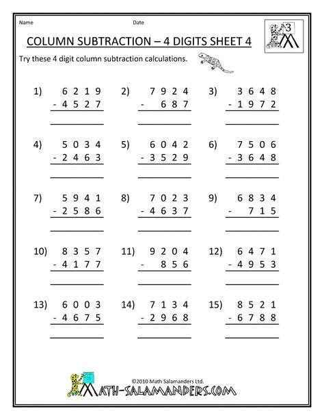 Homeschool Math Worksheet Column Subtraction 4 Digits 4 780×1009
