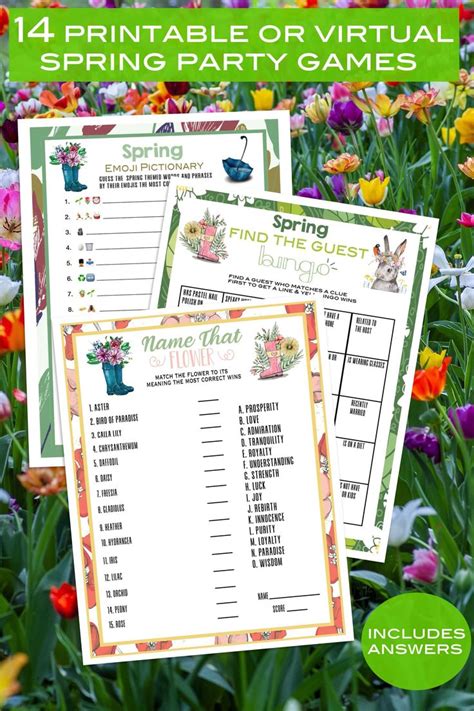 14 Virtual Or Printable Spring Party Games Spring Party Games Etsy