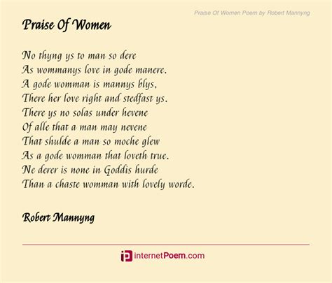 Praise Of Women Poem By Robert Mannyng