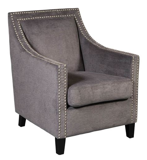 Traditional Grey Accent Arm Chair With Nail Head Trim