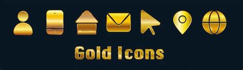 Premium Vector Set Gold Business Contact Icons Vector Image