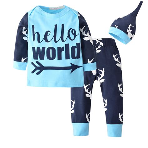 Baby Boy Clothing Sets Newborn Baby Boys Clothes Cotton Hello World And