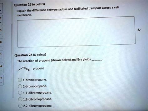 Solved Question 25 6 Points Between Active And Facilitated Transport