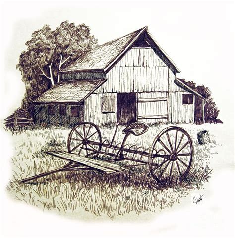 Pen Drawings Old Barns Acrylic Yahoo Image Search Results Landscape