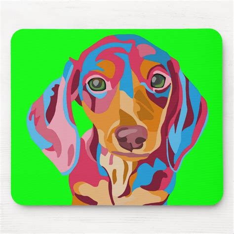 Lime Green Abstract Dachshund Mouse Pad Dachshund Puppy Miniature