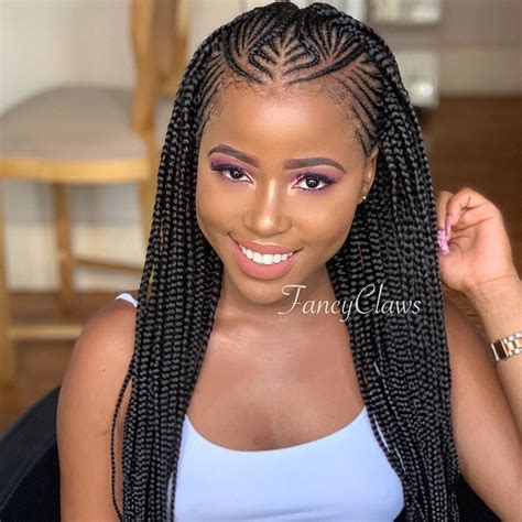 To go this, separate the upper part of the wavy hair is pulled back and tied in a loose low pony. Straight Up African Braids Hairstyles 2020 | LIKE-PLUS.NET ...