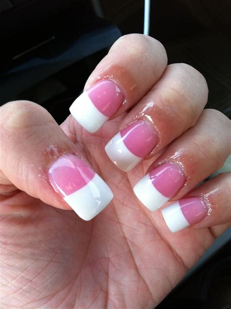 Medium Pink And White French Acrylics White Tip Nails Acrylic Nail