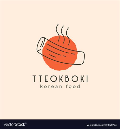 Korean Food Tteokbokki Logo Minimalist Design Vector Image