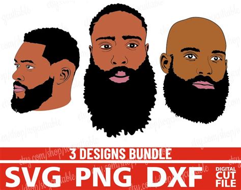 3x Afro Beard Man Bundle Svg Layered Black Man Svg Afro Hair Etsy