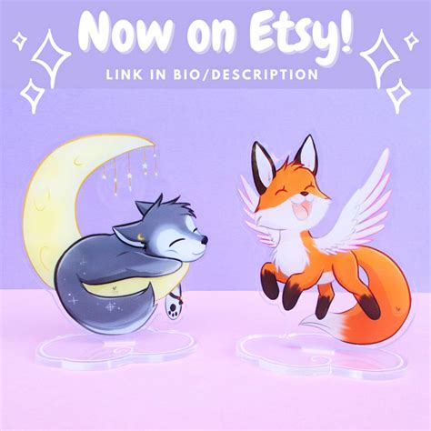 Fox And Wolf Standee On Etsy By Foxhatart On Deviantart