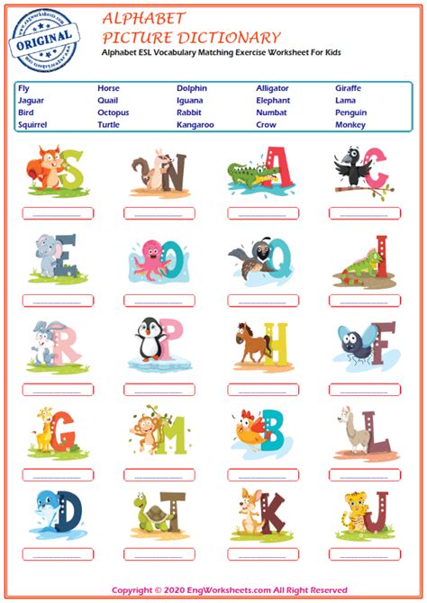 Alphabet Printable English Esl Vocabulary Worksheets Engworksheets