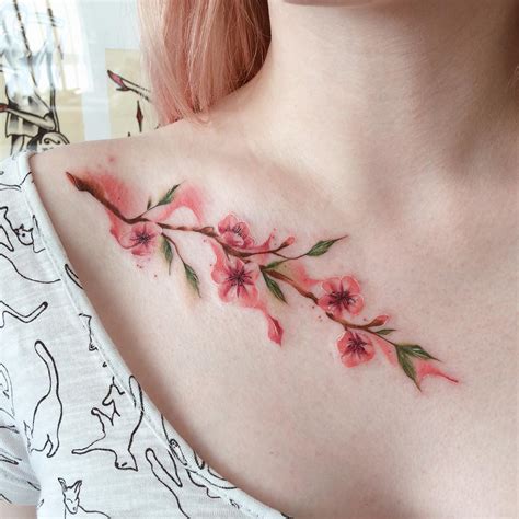 Tatuaje Flores De Cerezo Por Ksenia Vishnevskaya Tatuajes Para Mujeres
