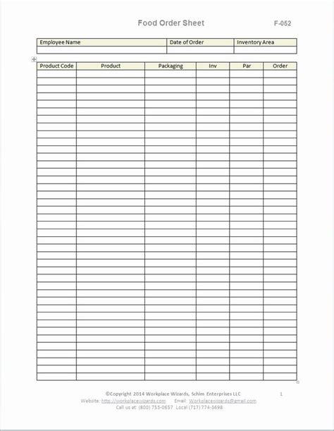 Office Lunch Order Form Template