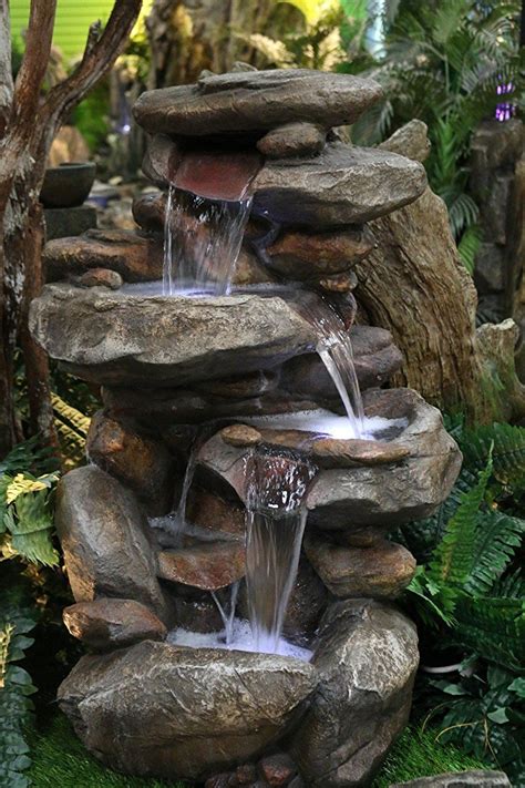 A small tabletop fountain adds a nice water element to your home. Alpine WIN316 Rock Waterfall Fountain with LED Light | Diy ...